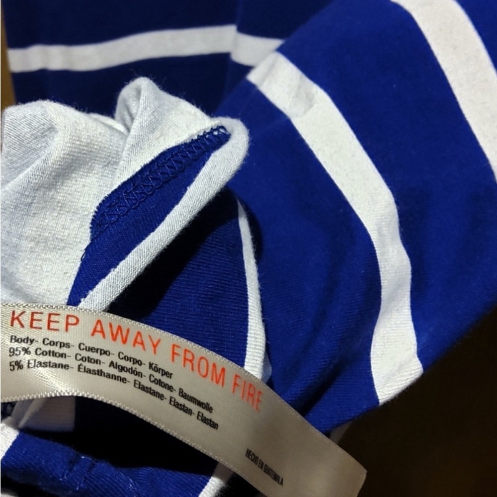 Free People Hot Shot Mini Dress in Spring Stripe Navy Size XL NWOT - Picture 6 of 7